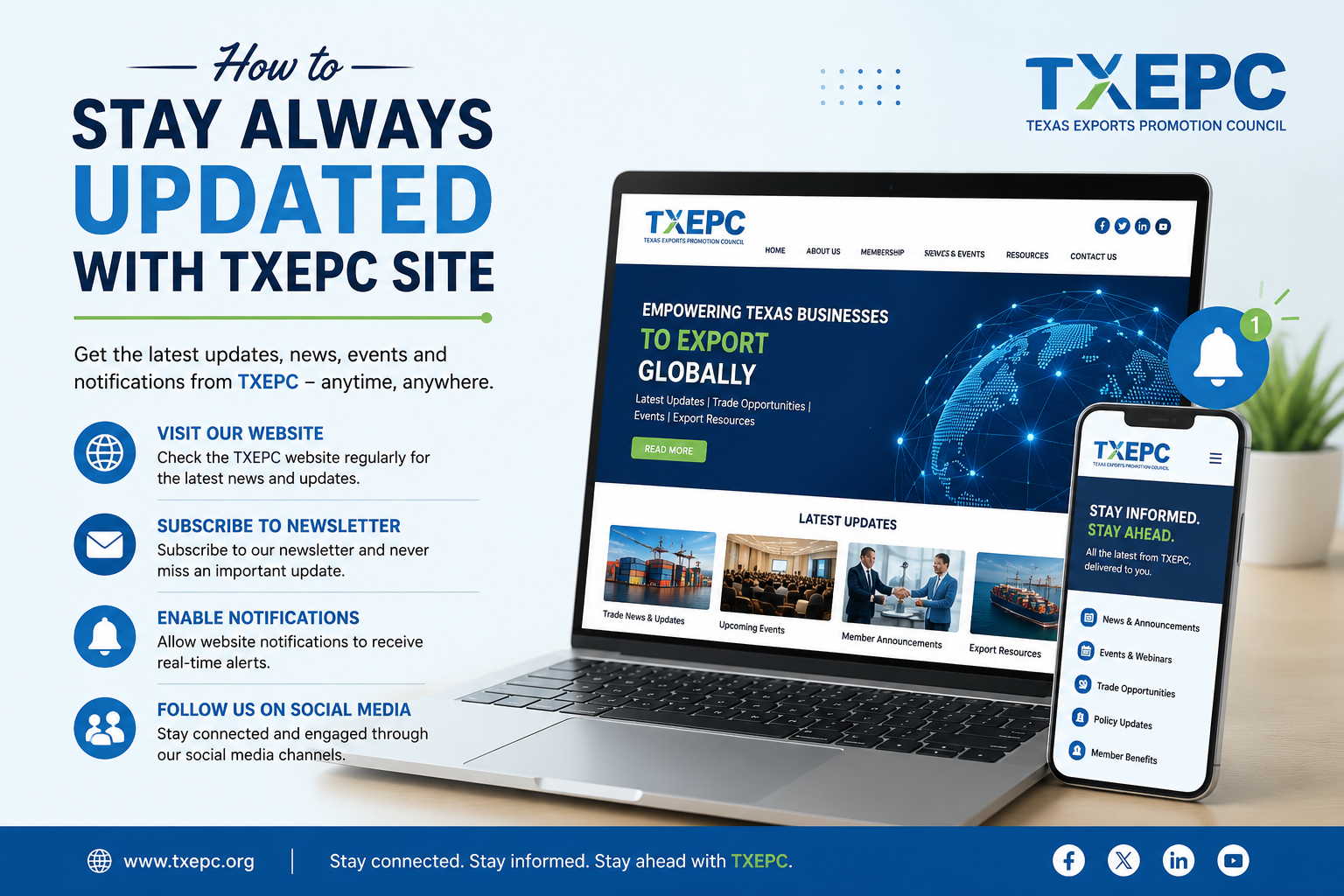 how to stay always updated with txepc site