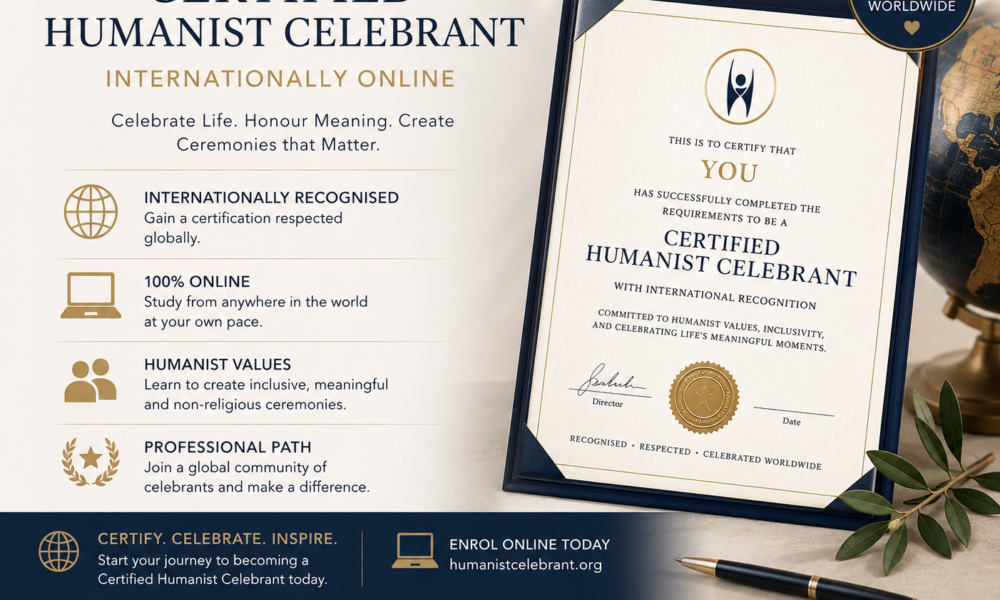 can you be certfied as a humanist celebrant internationally online