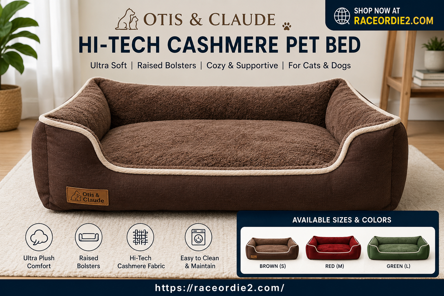 otis & claude hi-tech cashmere pet bed