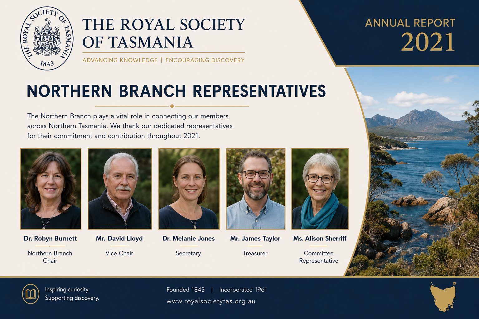 royal society of tasmania annual report 2021 northern branch representatives