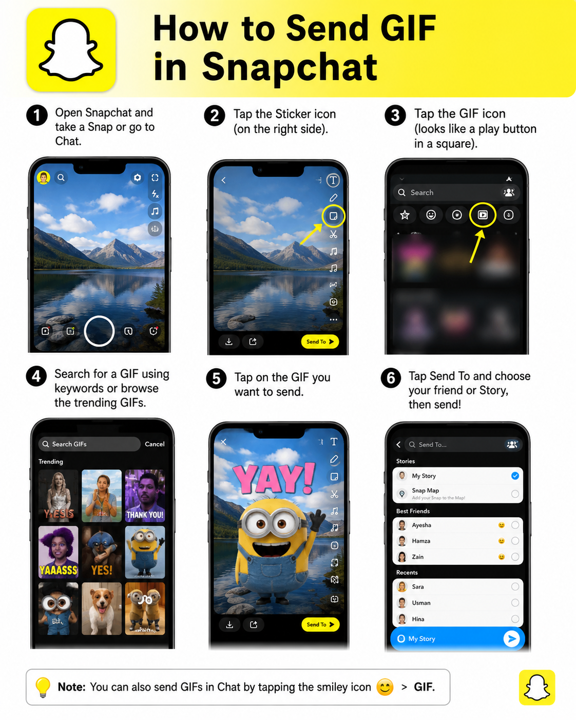 how to send gif in snapchat