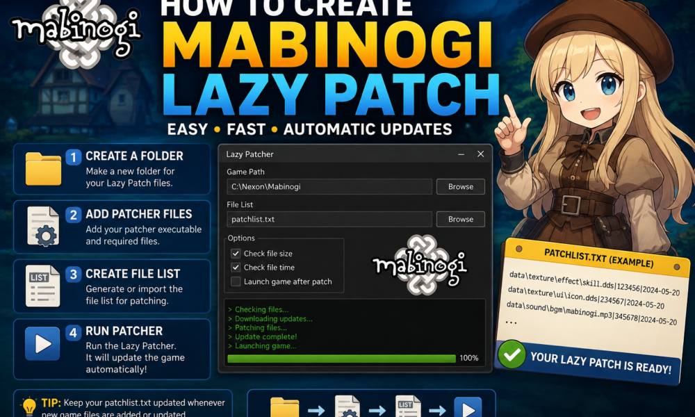 how create mabinogi lazy patch