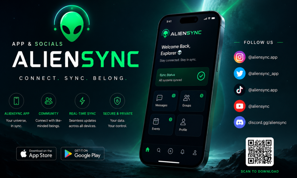 app and socials aliensync