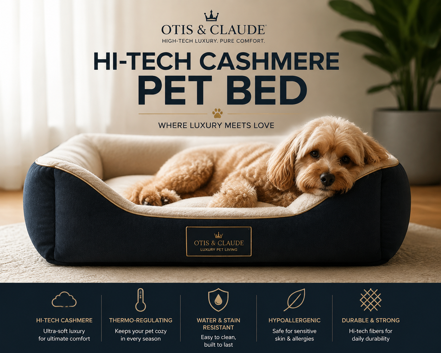 otis & claude hi-tech cashmere pet bed