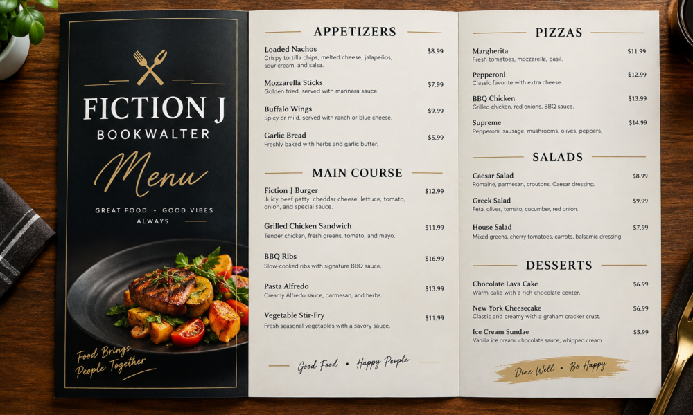 fiction j bookwalter menu
