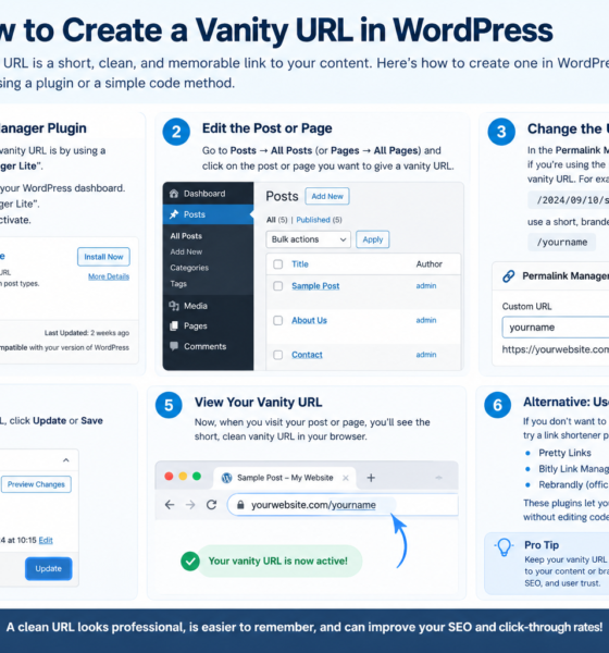 how to create a vanity url in wordpress