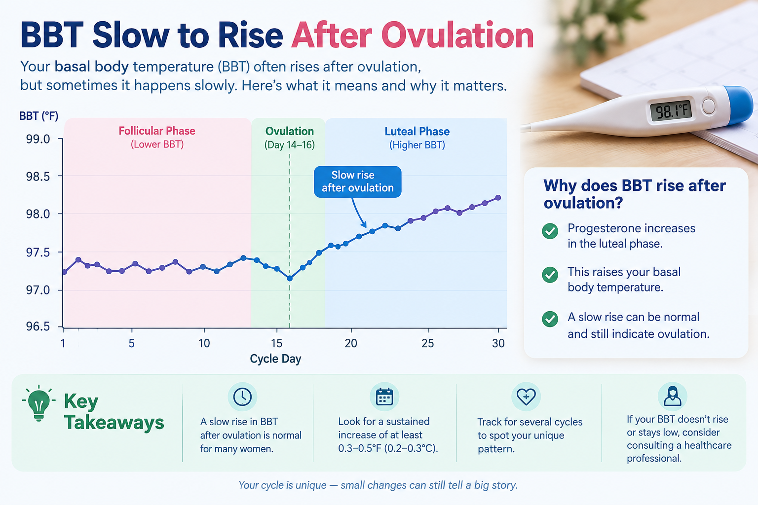 bbt slow to rise after ovulation