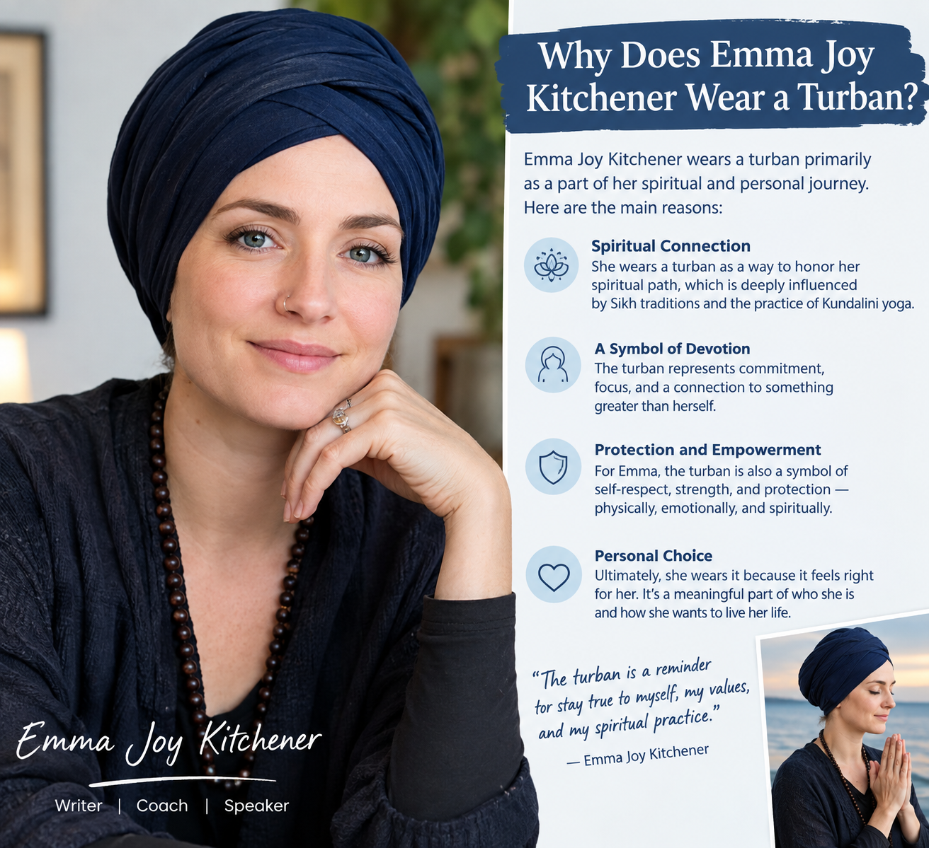 why does emma joy kitchener wear a turban