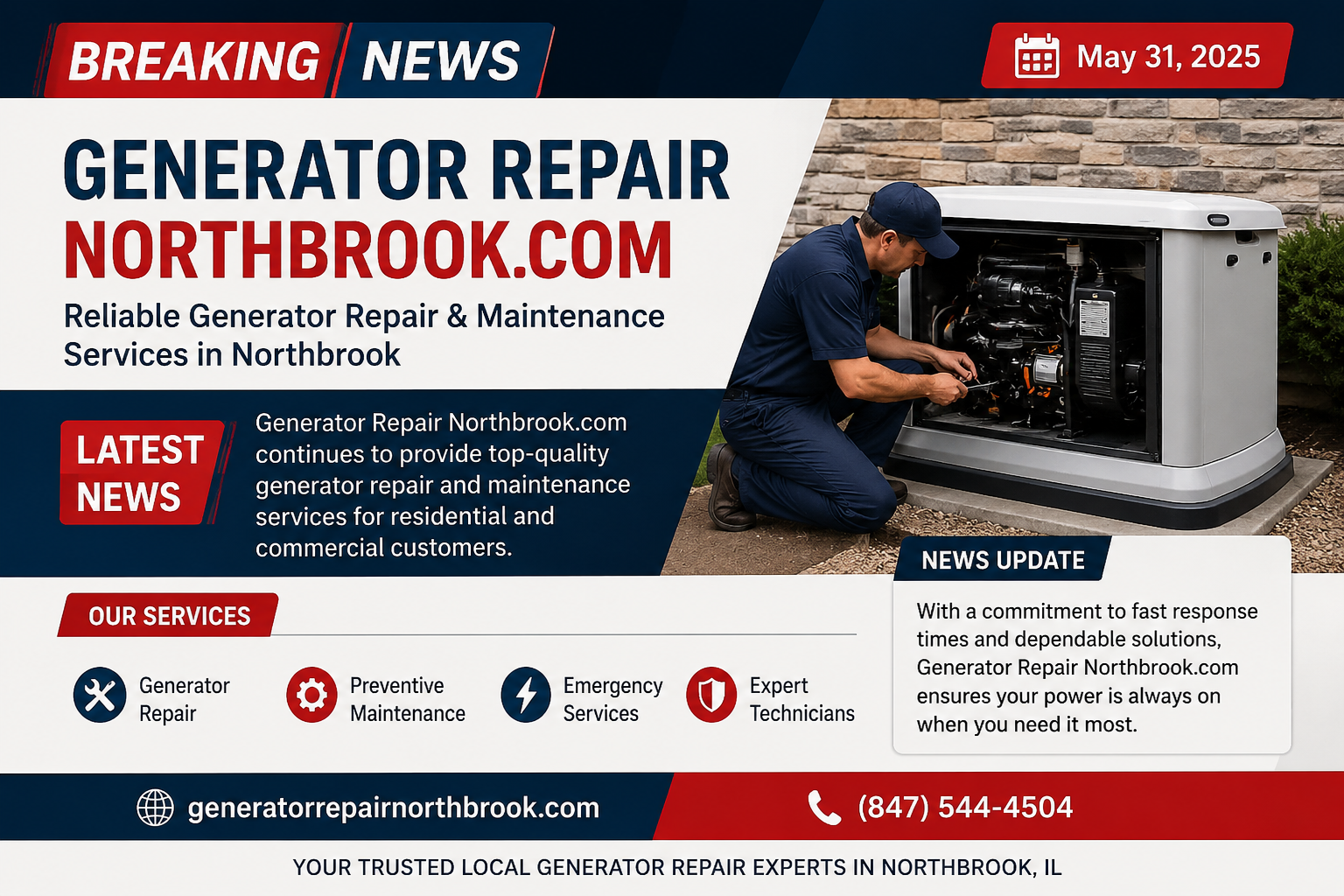 generatorrepairnorthbrook.com news date
