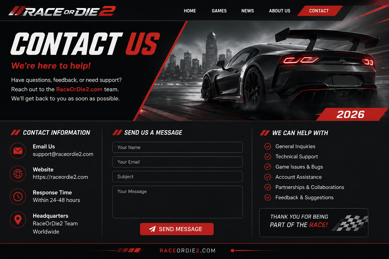 raceordie2 com contact 2026