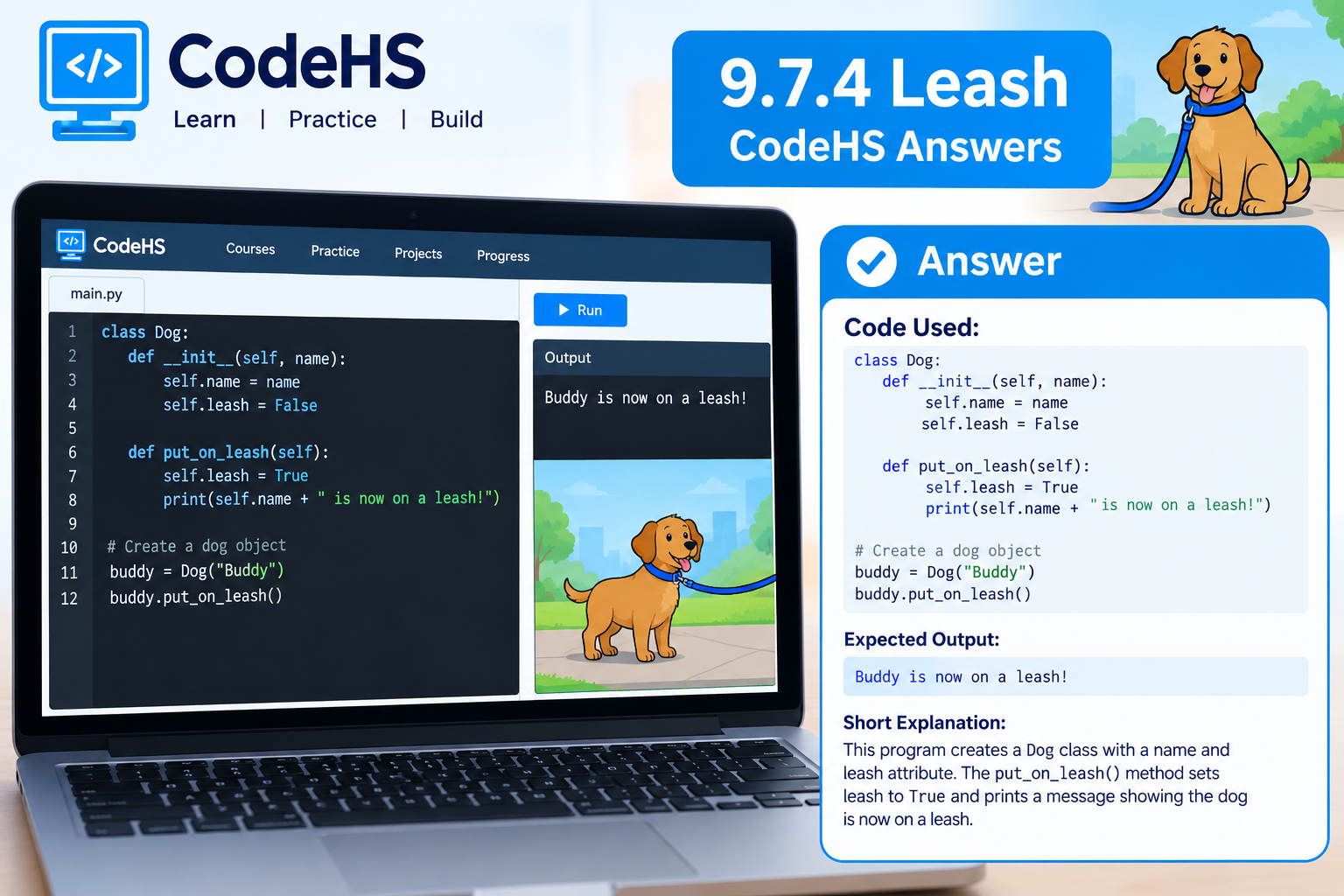 9.7.4 Leash CodeHS Answers